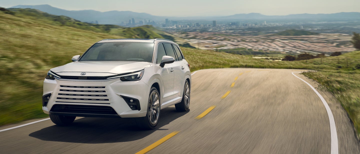 Lexus TX shown in Wind Chill Pearl.