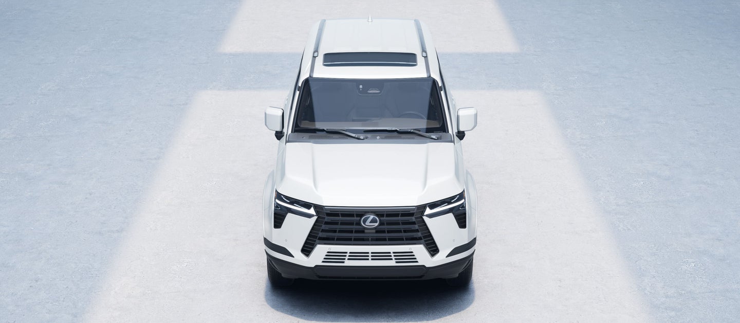 Lexus PREMIUM with Eminent White Pearl EXTERIOR, 20-inch six-twin-spoke alloy wheels with Dark Gray Metallic finish angle 1 