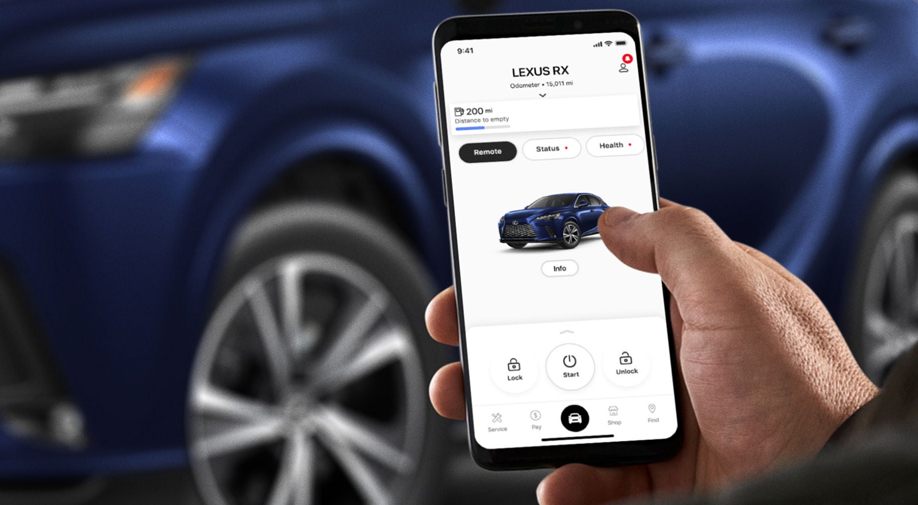 Lexus app shown in use.