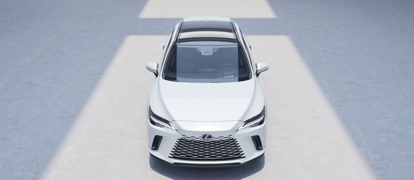 Lexus PLUG-IN HYBRID  with Ultra White EXTERIOR, 21-inch 20-spoke alloy wheels with Dark Premium Metallic finish angle 1 