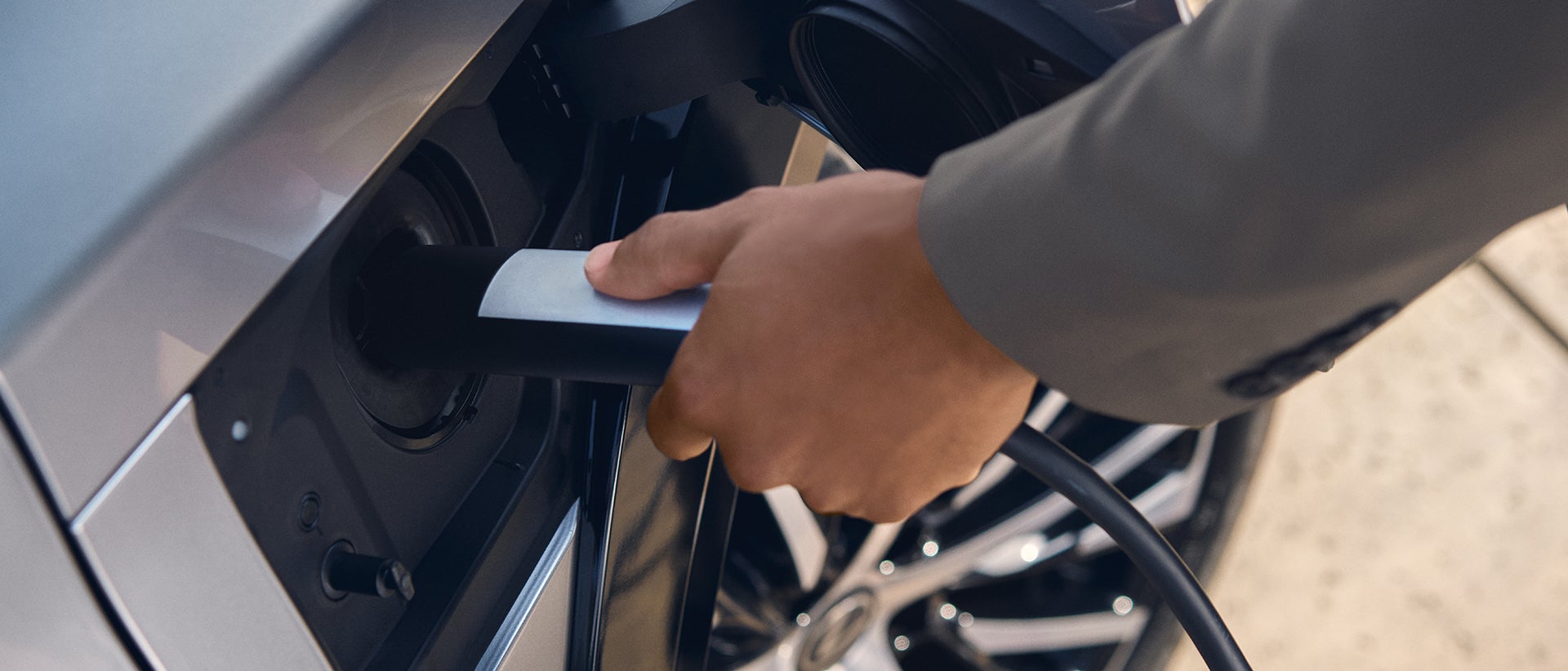 Detail of vehicle charging port.